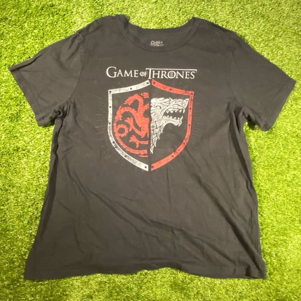 Game of Thrones Targaryen Stark Shield T-Shirt Black Graphic Tee