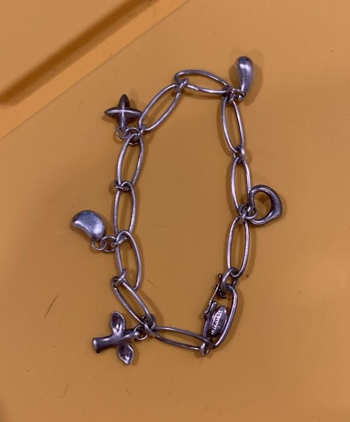 Tiffany & Co. Elsa Peretti Sterling Silver 5-Charm Link Bracelet 7.25 2
