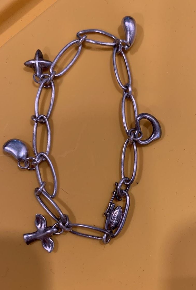 Tiffany & Co. Elsa Peretti Sterling Silver 5-Charm Link Bracelet 7.25 5
