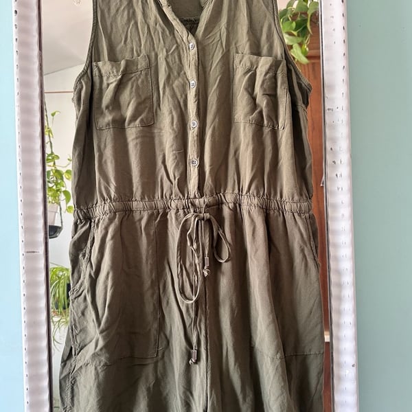 Kelly Renee Utility Romper Size XL Olive Green Sleeveless