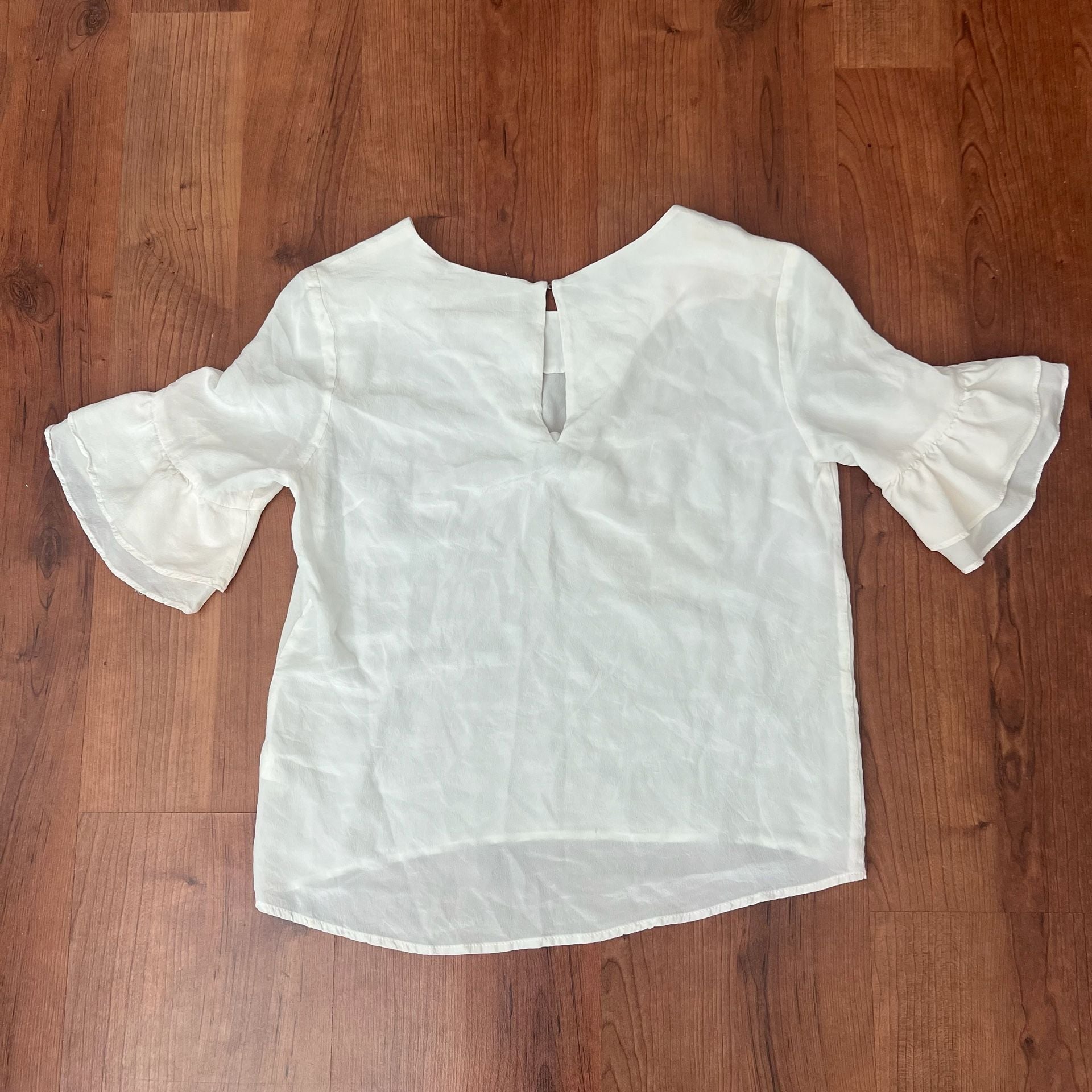 Amanda Uprichard Blouse Size S White Ruffle Sleeve Top 3