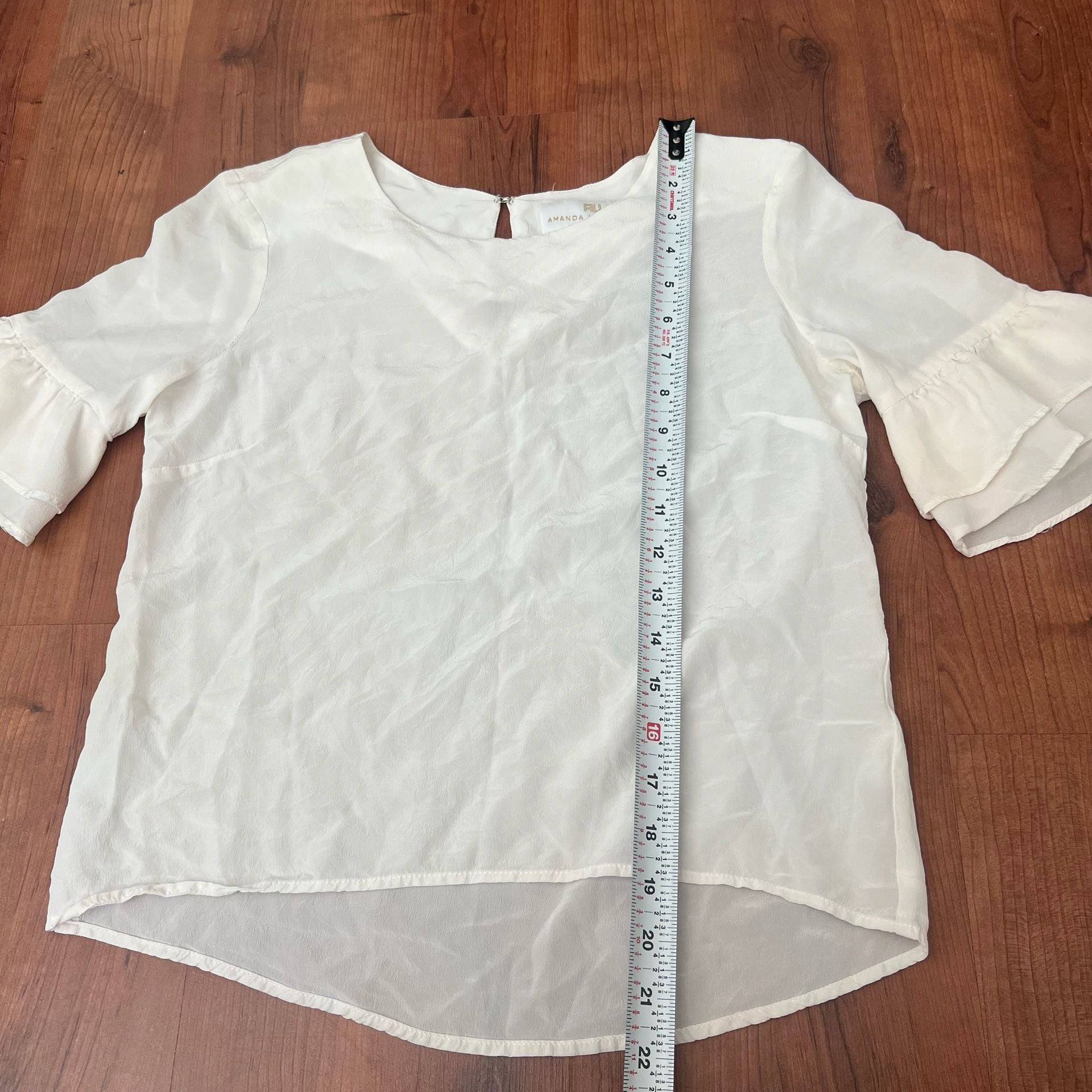 Amanda Uprichard Blouse Size S White Ruffle Sleeve Top 6