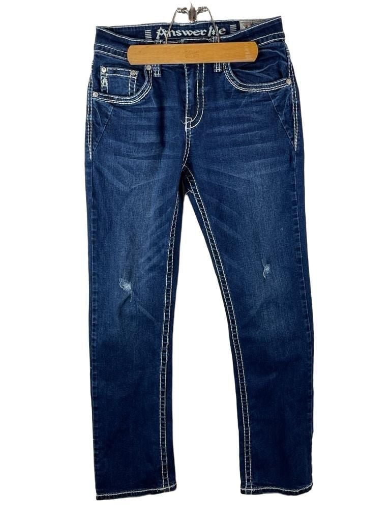 Answer Me Straight Leg Size W 31 L 32 Blue Jeans Distressed 2