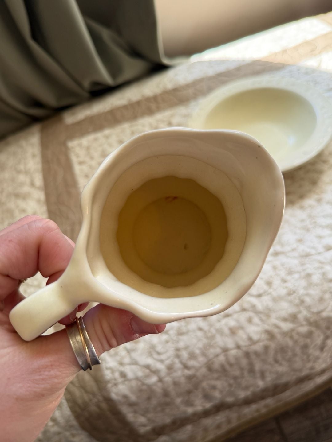 Vintage Ceramic Pitcher And Wash Basin Bowl Set Ivory Cream 5