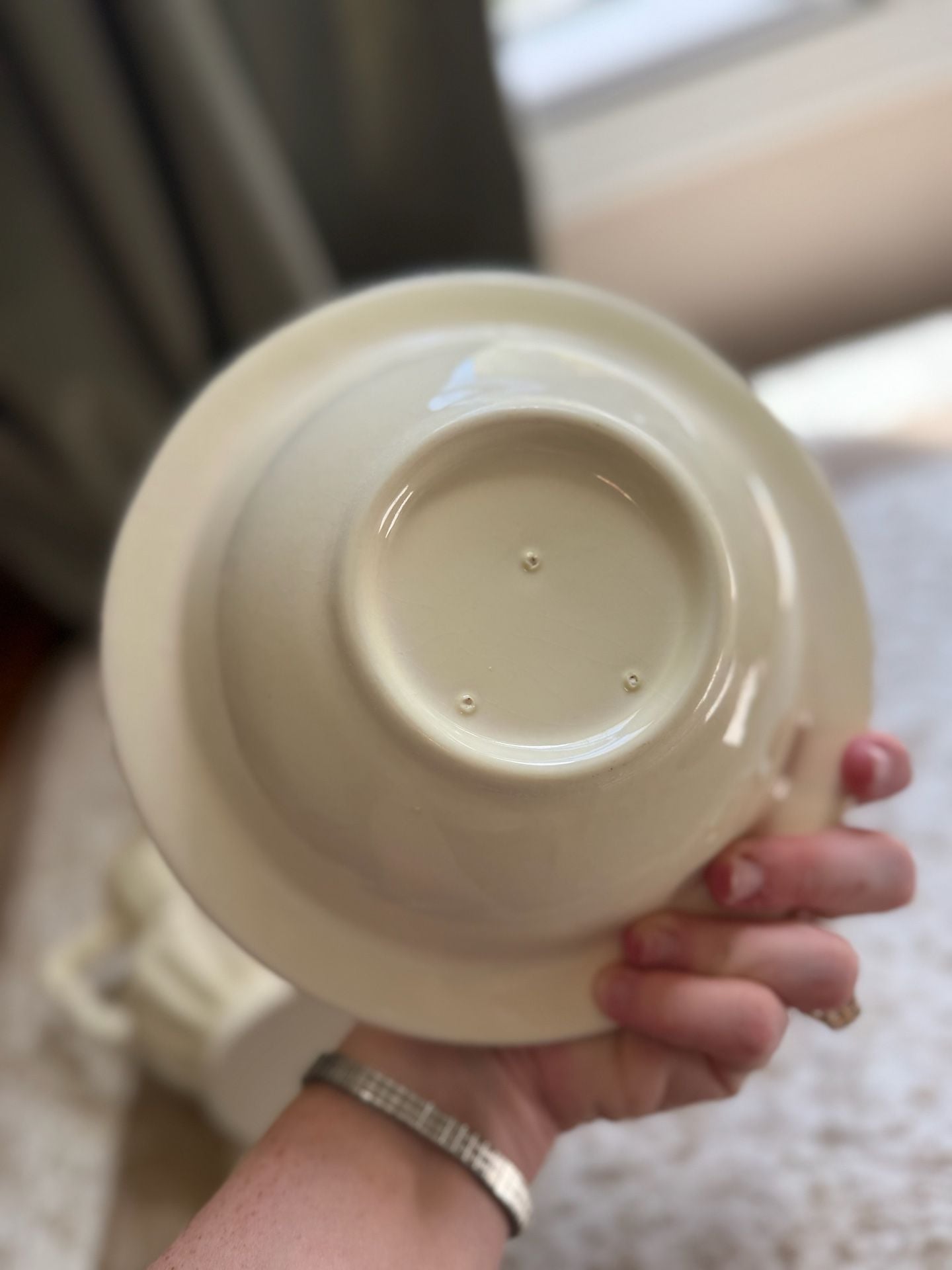 Vintage Ceramic Pitcher And Wash Basin Bowl Set Ivory Cream 7
