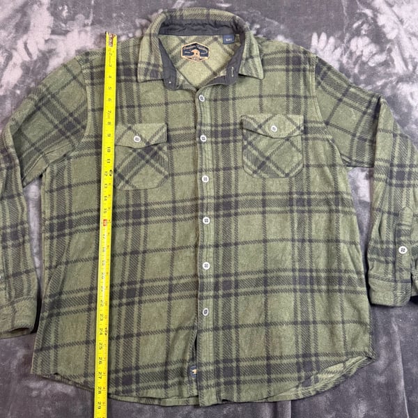 Men’s Freedom Foundry Plaid Fleece Size XL Green Button Up Flannel Jacket#144