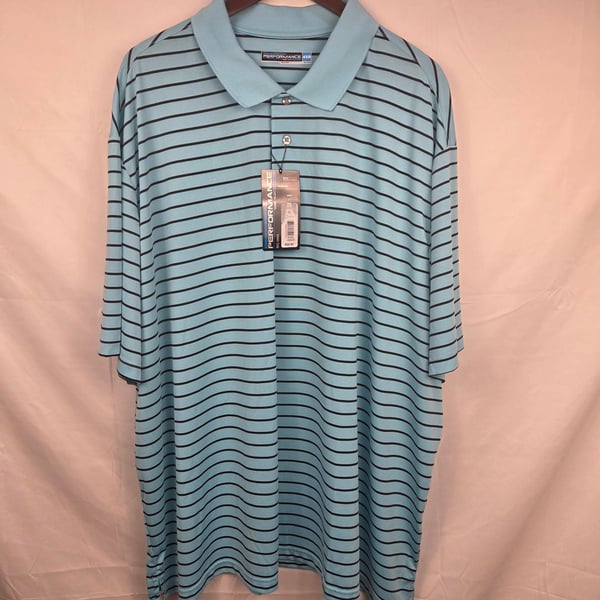 Roundtree & Yorke Performance Polo Size 4XB Green Black Striped Polyester