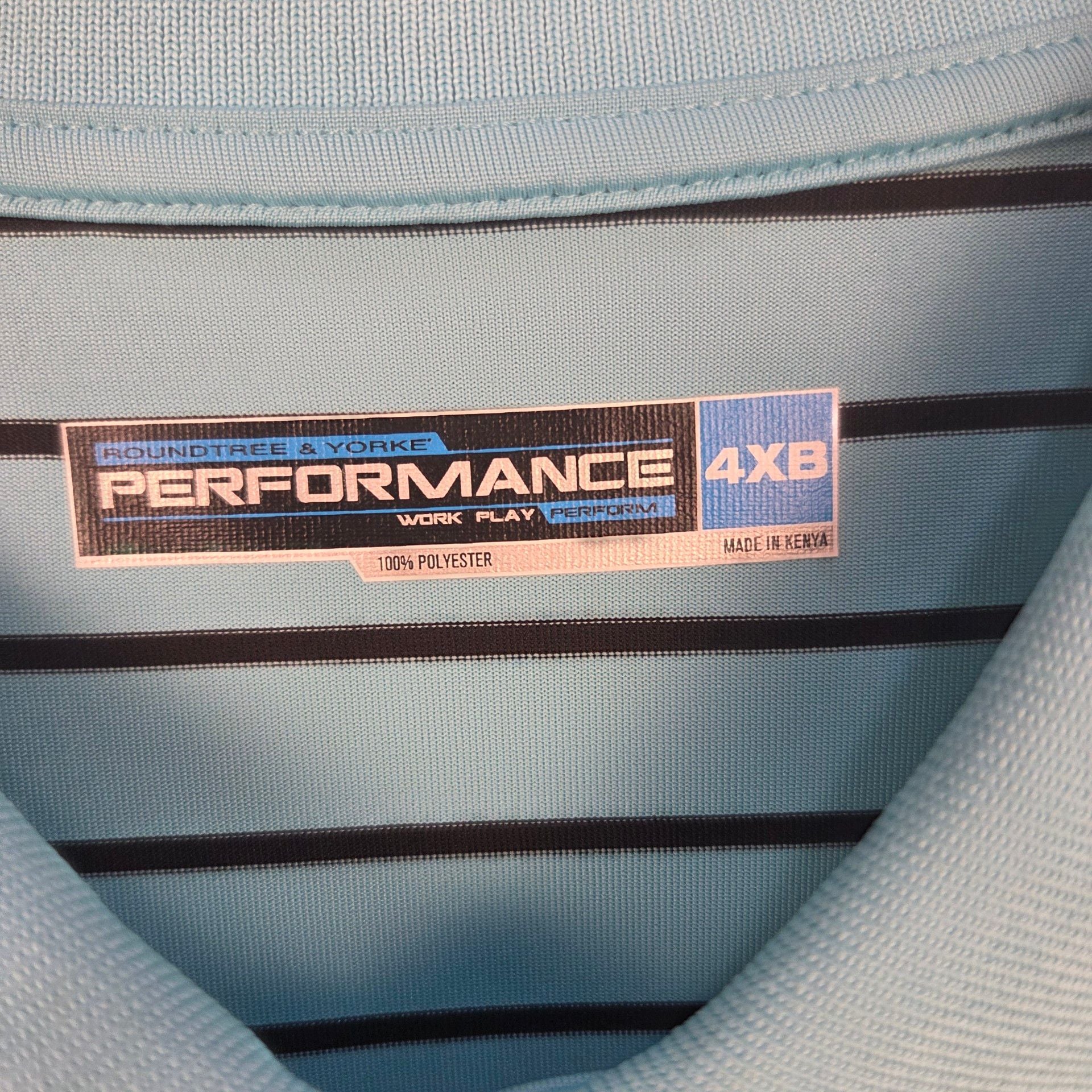 Roundtree & Yorke Performance Polo Size 4XB Green Black Striped Polyester 3