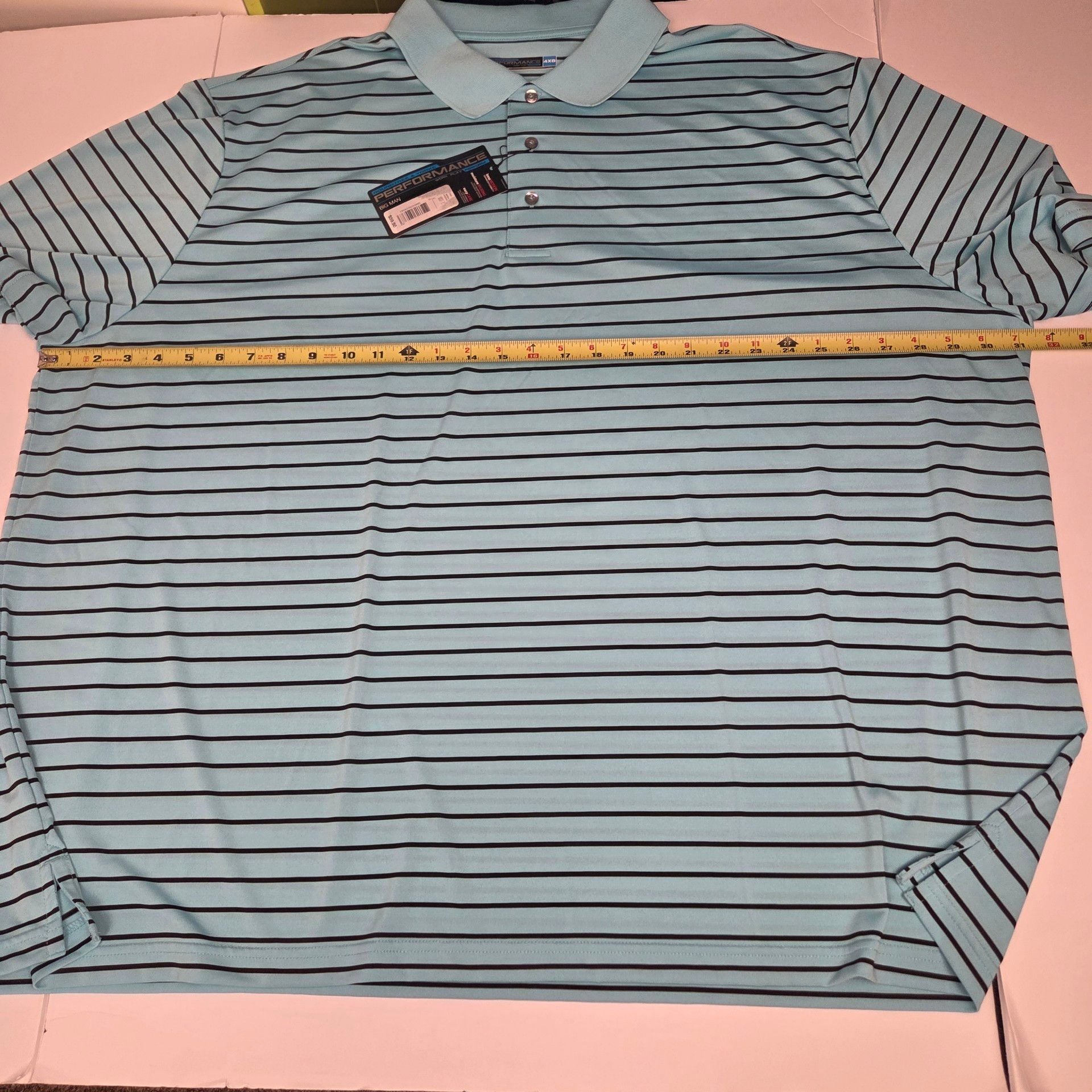 Roundtree & Yorke Performance Polo Size 4XB Green Black Striped Polyester 11