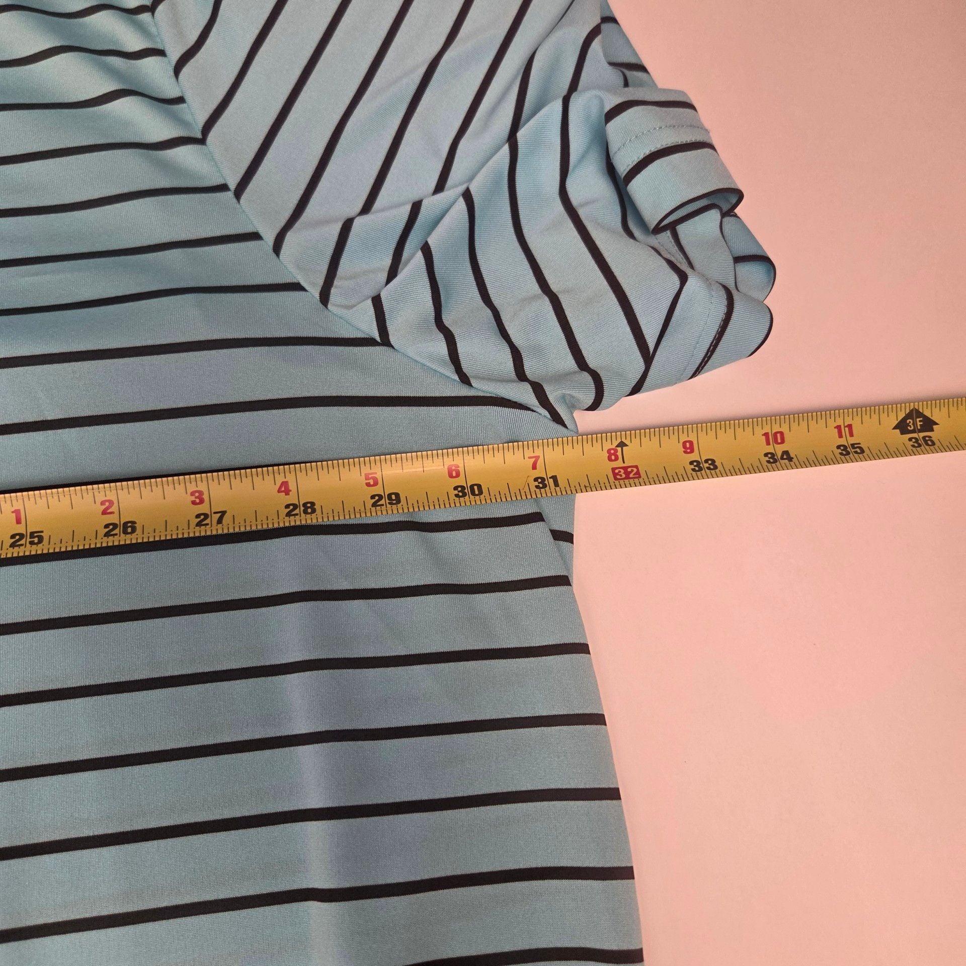 Roundtree & Yorke Performance Polo Size 4XB Green Black Striped Polyester 12