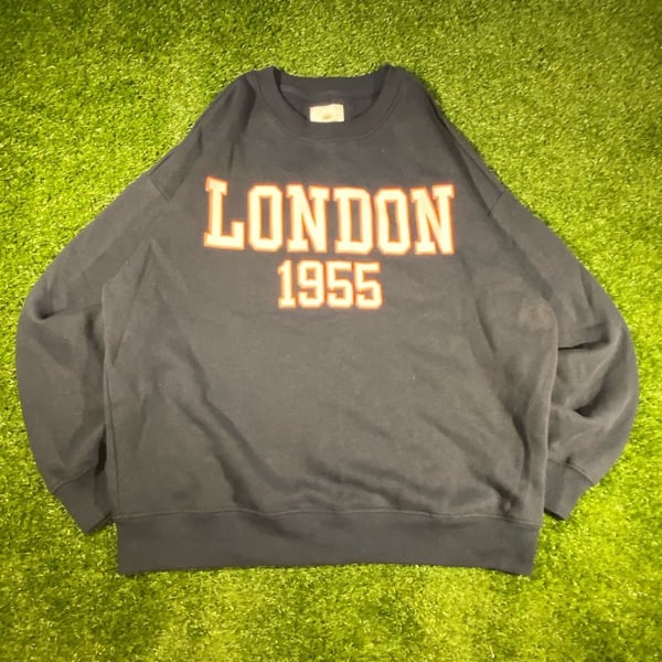 Lazy Sunday London 1955 Sweatshirt Size L Black Crewneck Pullover