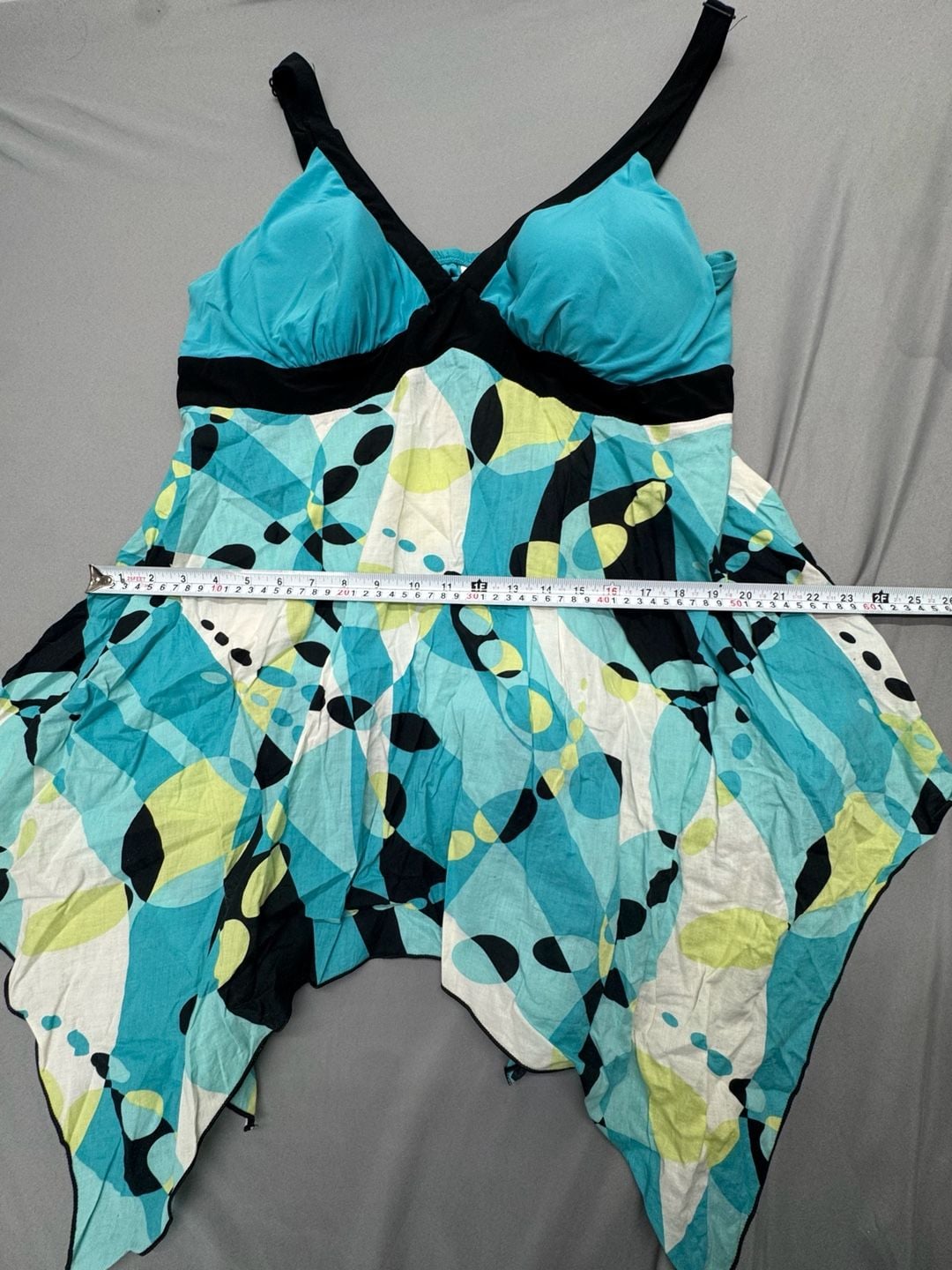 Cato Woman Swimsuit Top Size 22/24W Blue Black Abstract Tankini 5