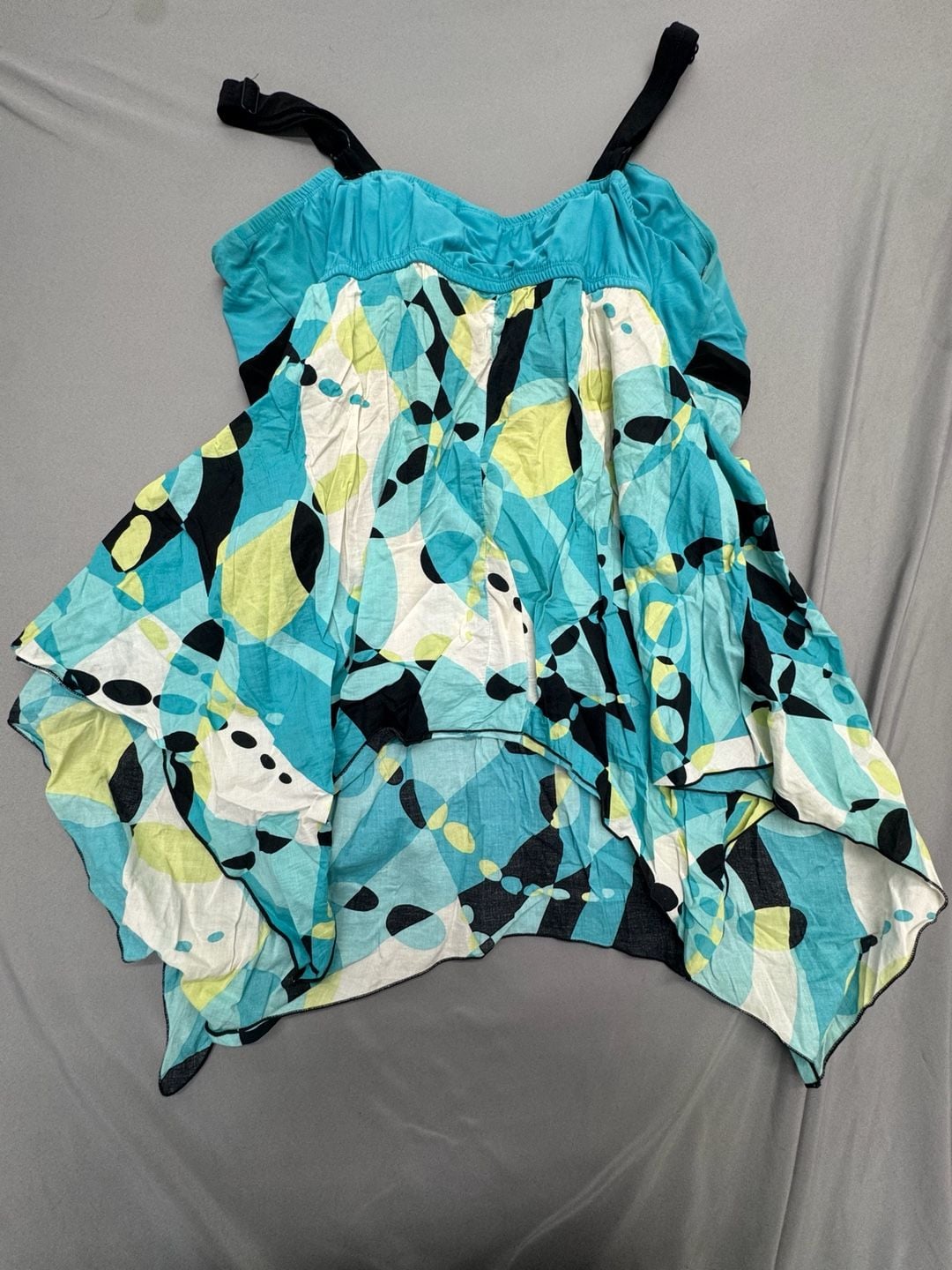 Cato Woman Swimsuit Top Size 22/24W Blue Black Abstract Tankini 6