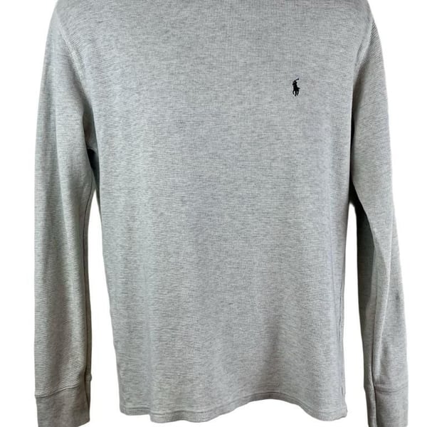 Polo Ralph Lauren Waffle Knit Thermal Shirt Size M Gray Cotton