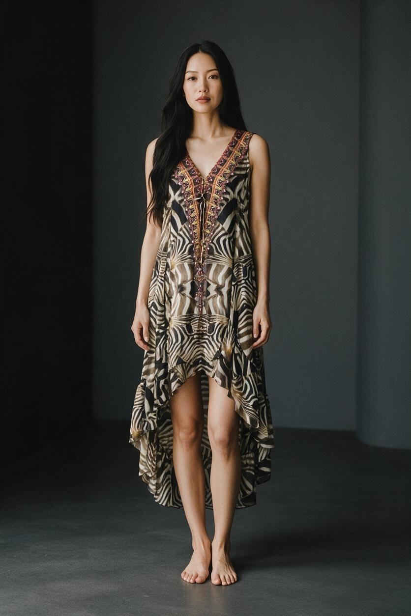 Shahida Parides Zebra Print High Low Maxi Dress 2