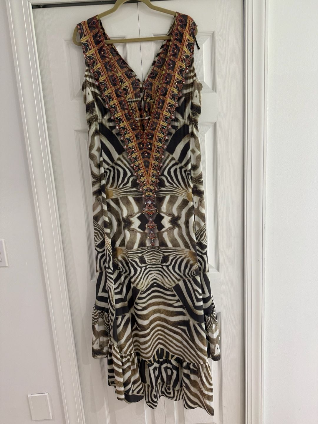 Shahida Parides Zebra Print High Low Maxi Dress 3