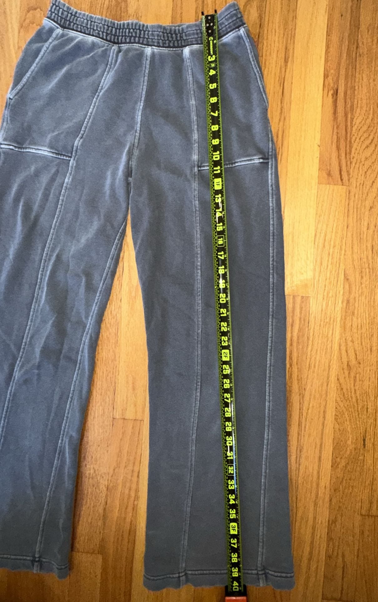 Aerie Gray Mineral Wash Wide Leg Sweatpants Terry Knit Seamed Sweatpants S 8