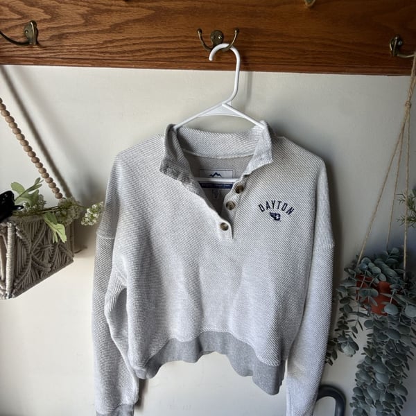 Textured Dayton Pullover Size M Gray Sweatshirt