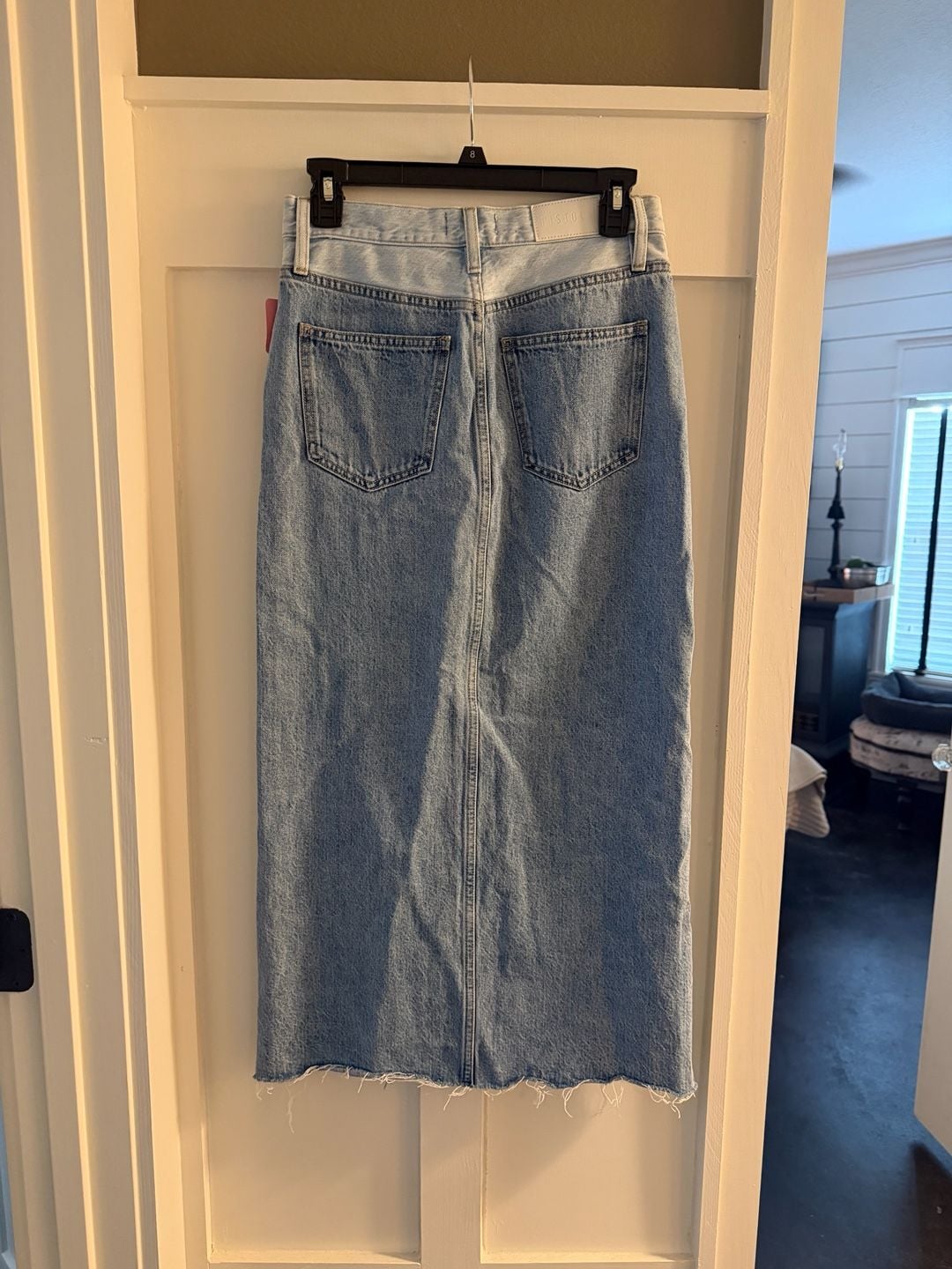 Pistola Denim Midi Skirt Size 25 Blue Two-Tone Raw Hem 3