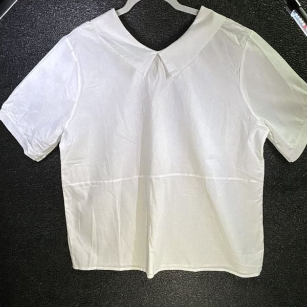 Unbranded White Peter Pan Collar Short Sleeve Blouse