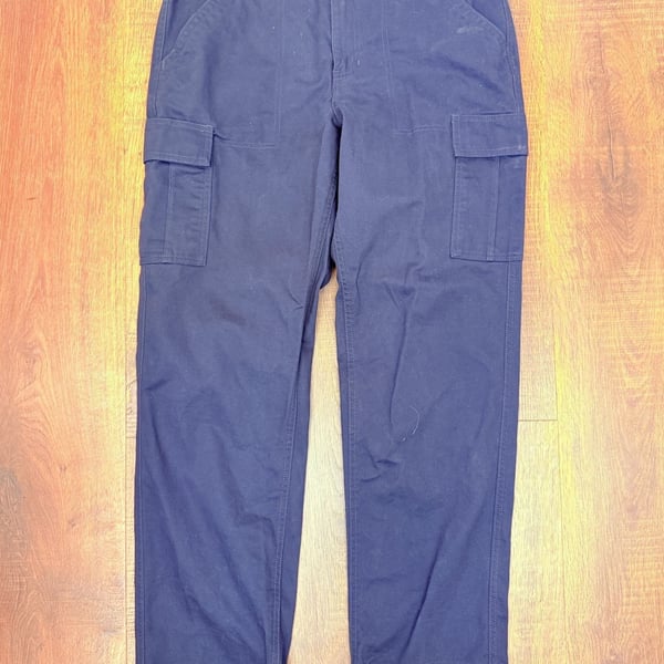 Dickies Cargo Pants Size 30R Navy Blue Cotton Work Utility Trousers