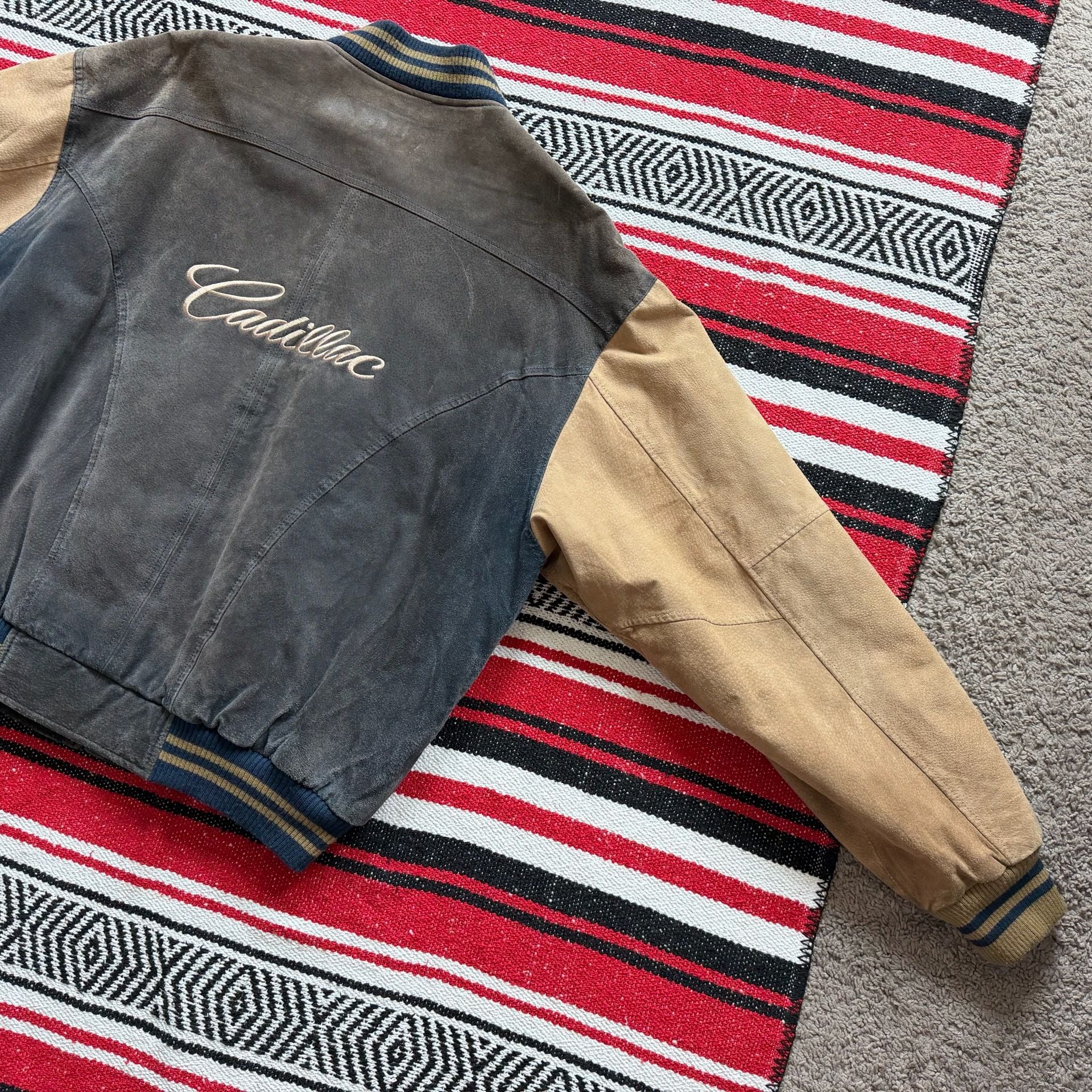 Rare Vintage Embroidered CADILLAC Suede Leather Varsity Jacket SZ XL 7