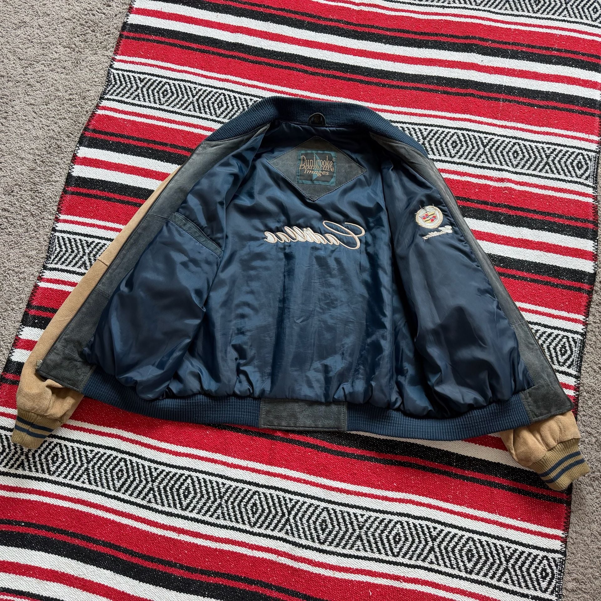 Rare Vintage Embroidered CADILLAC Suede Leather Varsity Jacket SZ XL 8