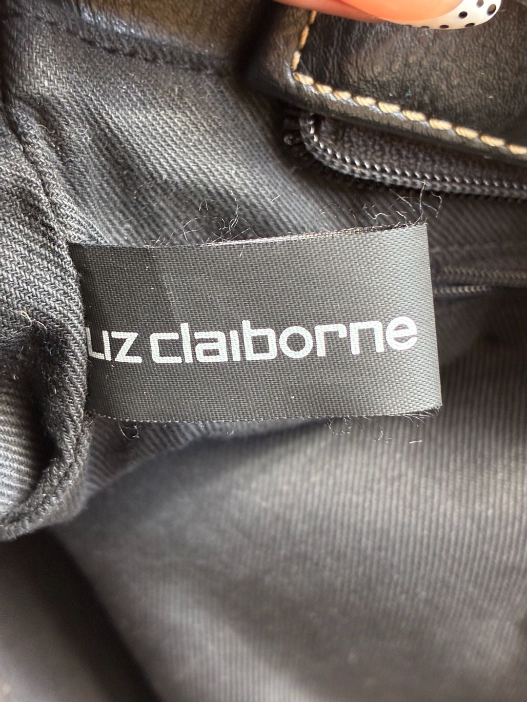 Liz Claiborne Black Faux Leather Tote Handbag 6