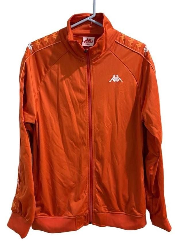 Kappa 222 Banda Anniston Track Jacket Size Large Orange Full Zip 2