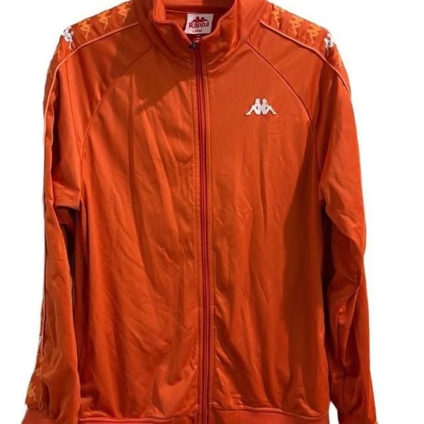 Kappa 222 Banda Anniston Track Jacket Size Large Orange Full Zip