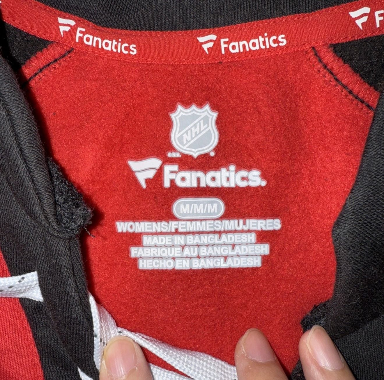 Fanatics Chicago Blackhawks Sweatshirt Size M Red Black Hockey Lace Up 3