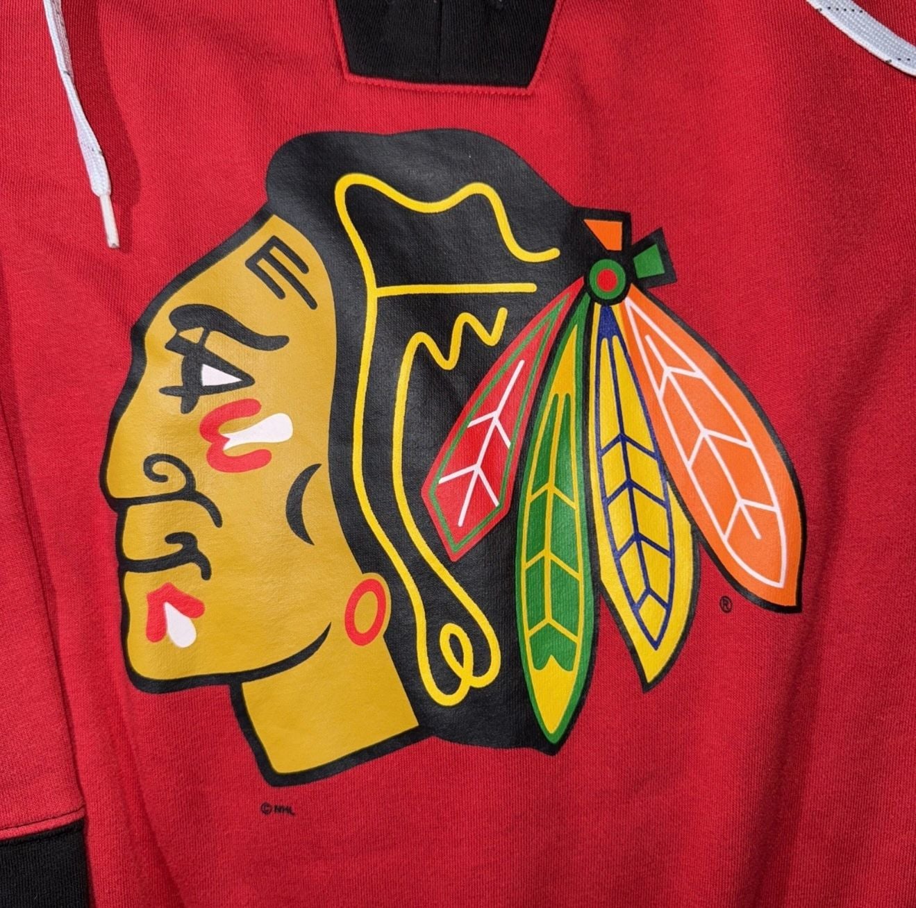 Fanatics Chicago Blackhawks Sweatshirt Size M Red Black Hockey Lace Up 4