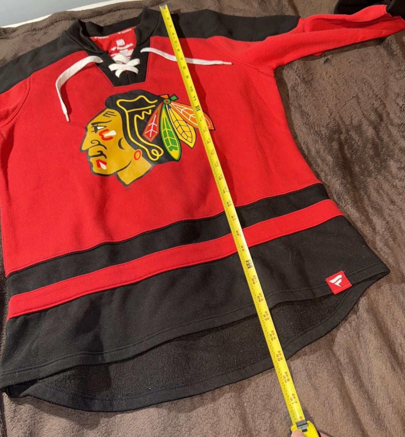 Fanatics Chicago Blackhawks Sweatshirt Size M Red Black Hockey Lace Up 7
