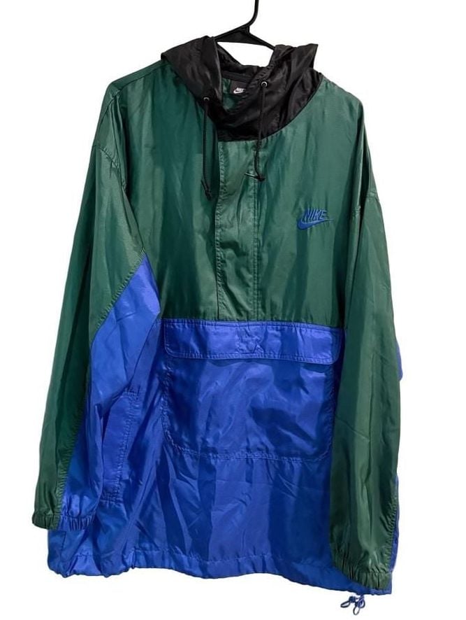 Nike Vintage Anorak Windbreaker Jacket Green Blue Black 2
