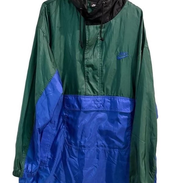 Nike Vintage Anorak Windbreaker Jacket Green Blue Black