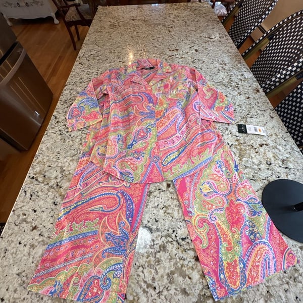 Lauren Ralph Lauren Pink Paisley Pajama Set Size S