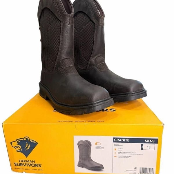 Herman Survivors Granite Work Boots Size 13 Brown Steel Toe Leather