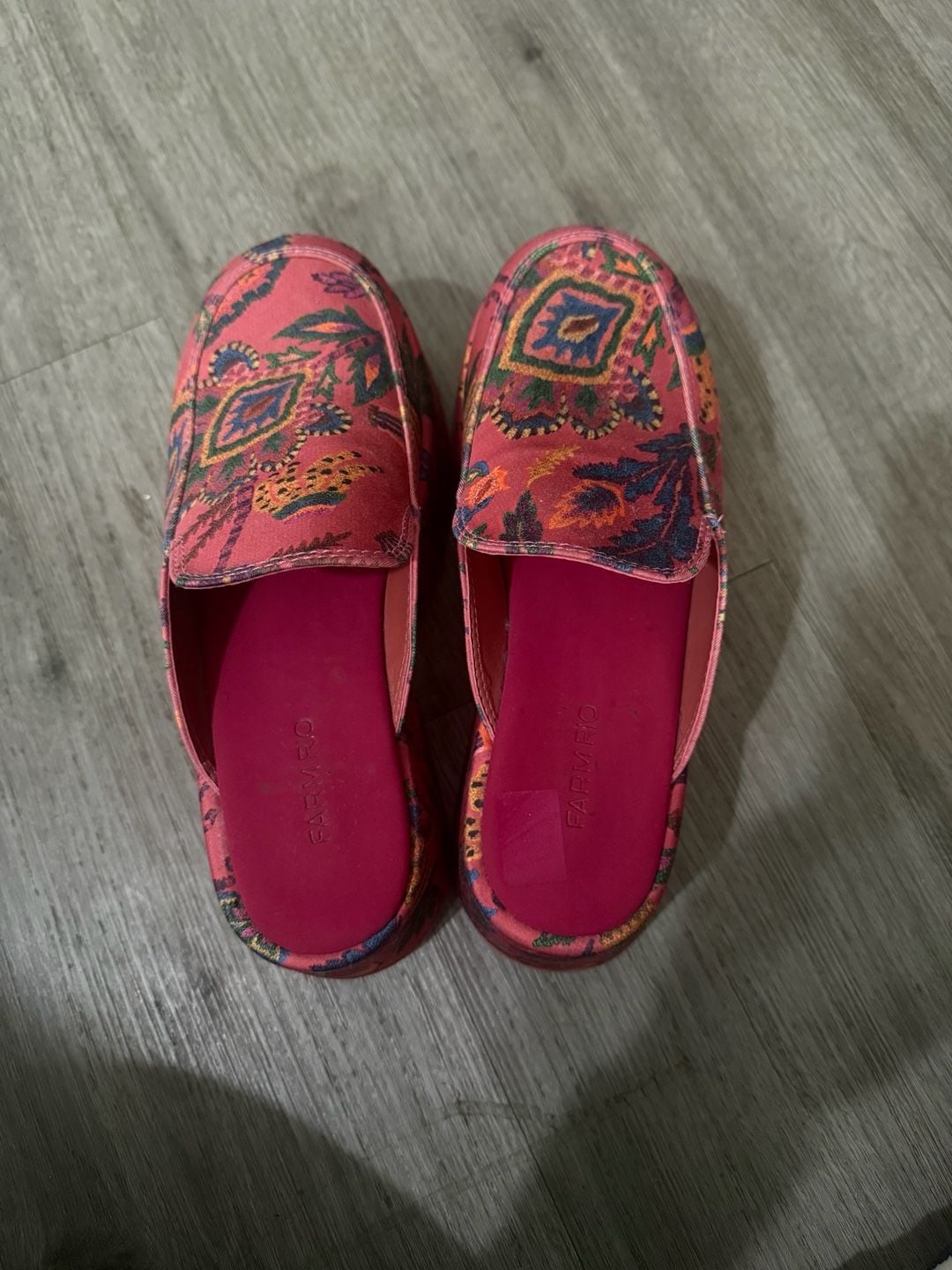 Farm Rio Pink Sunset Tapestry Platform Loafer Size 8 Mule Shoes 5