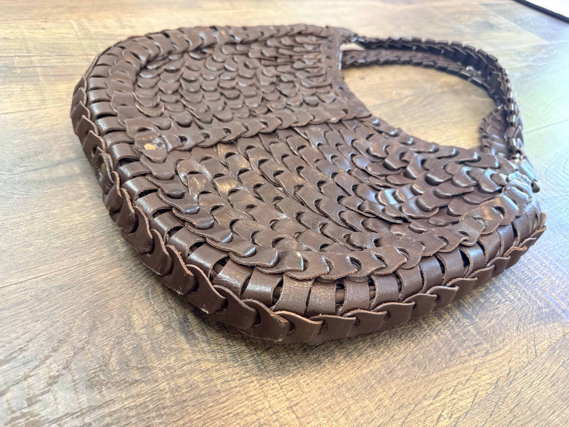 Marco Avane Brown Woven Leather Shoulder Bag 4