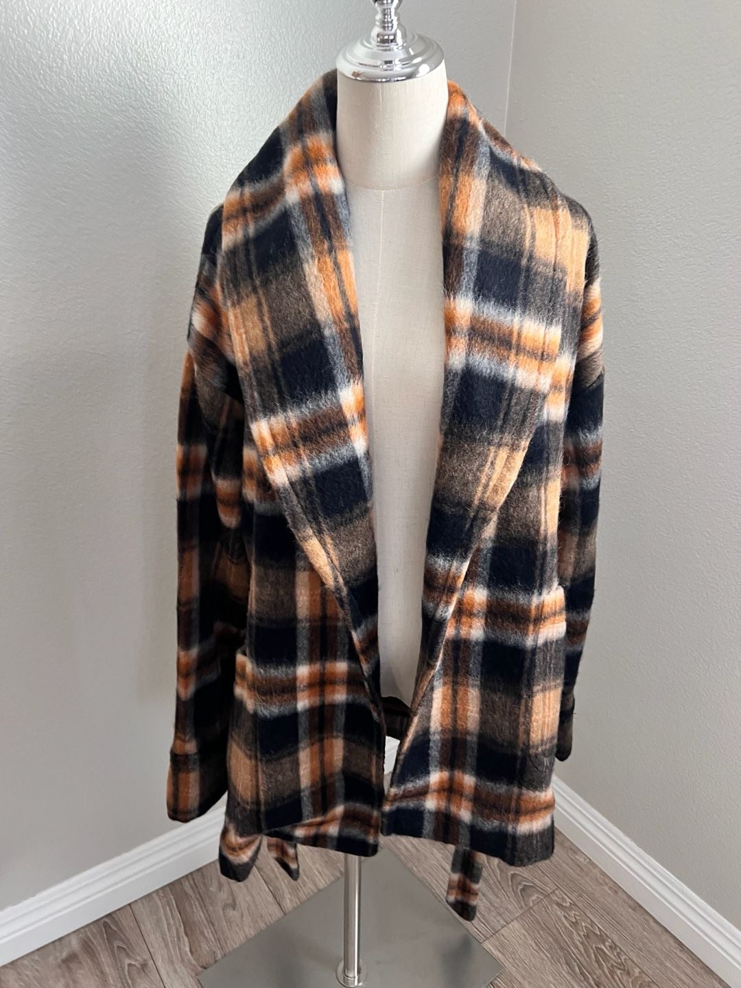 Lauren Ralph Lauren Darda Plaid Wrap Coat Size M 9