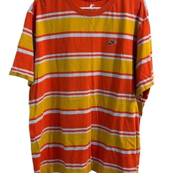 Nike The Nike Tee Striped T-Shirt Size XXL Orange Yellow White
