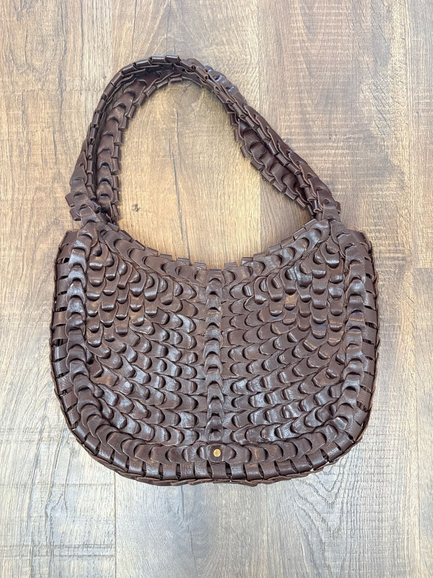 Marco Avane Brown Woven Leather Shoulder Bag 2