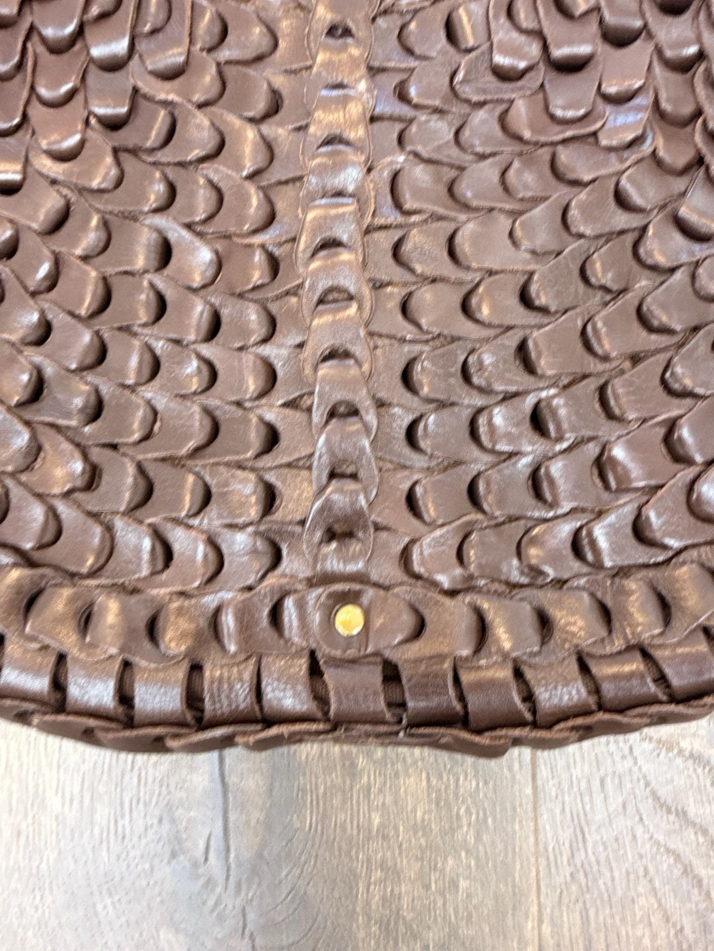 Marco Avane Brown Woven Leather Shoulder Bag 3