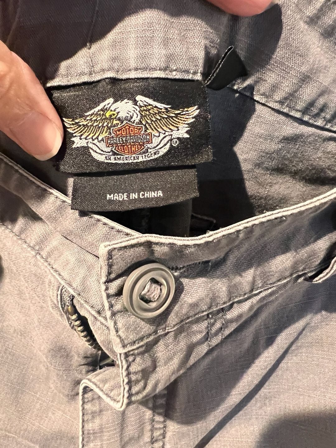 Harley Davidson Cargo Shorts Size 35 Gray Cotton 3