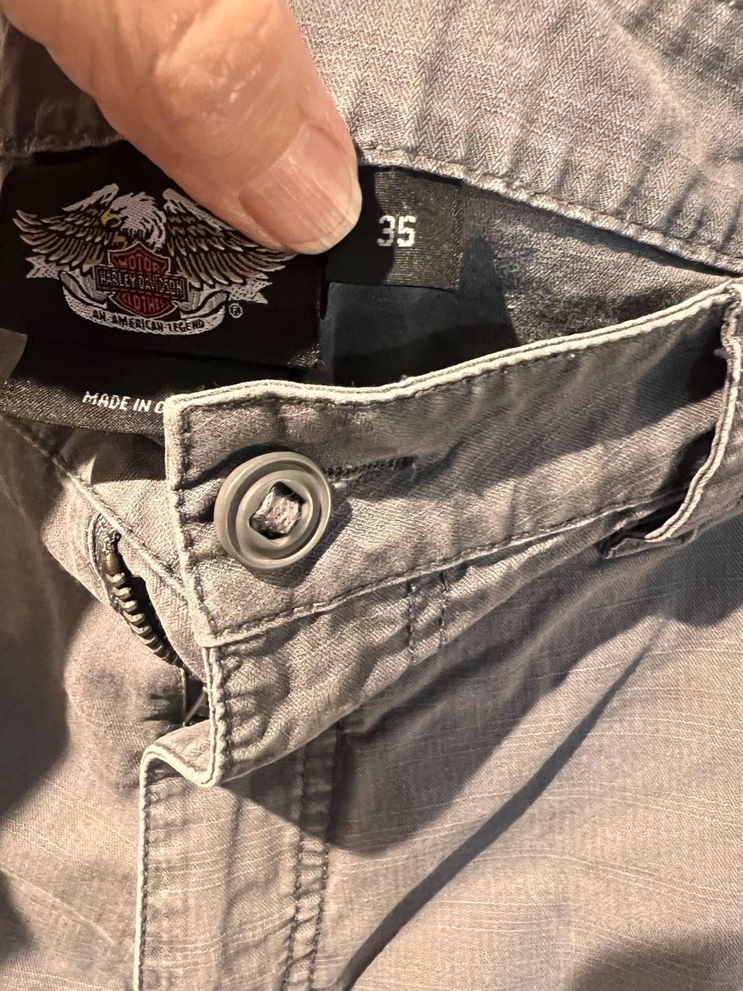 Harley Davidson Cargo Shorts Size 35 Gray Cotton 4