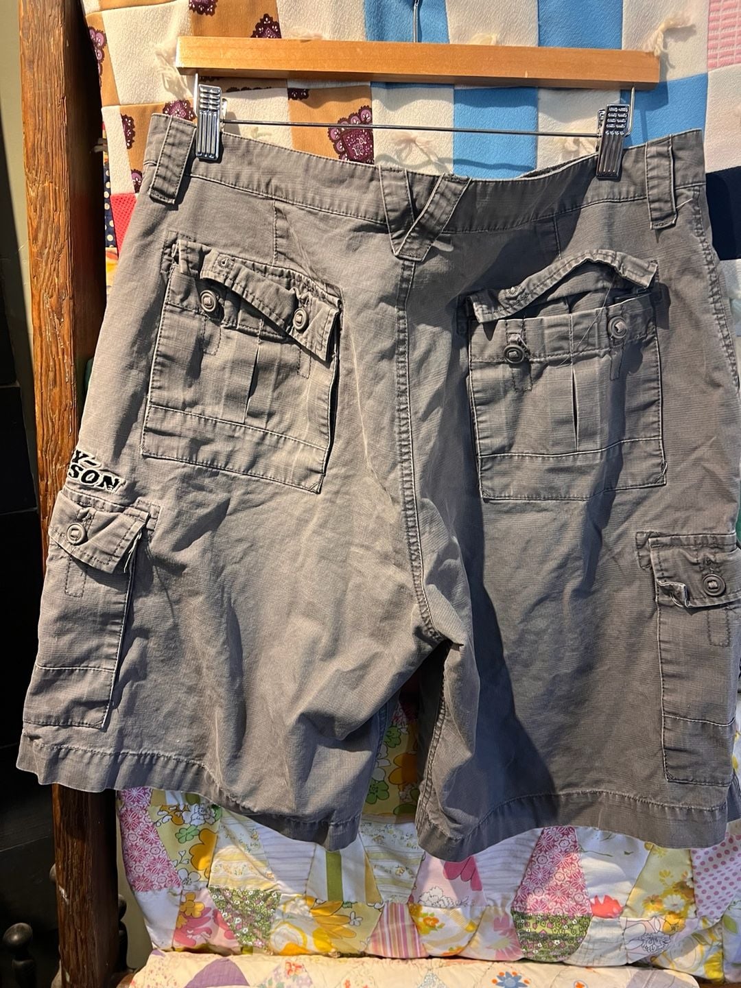 Harley Davidson Cargo Shorts Size 35 Gray Cotton 6