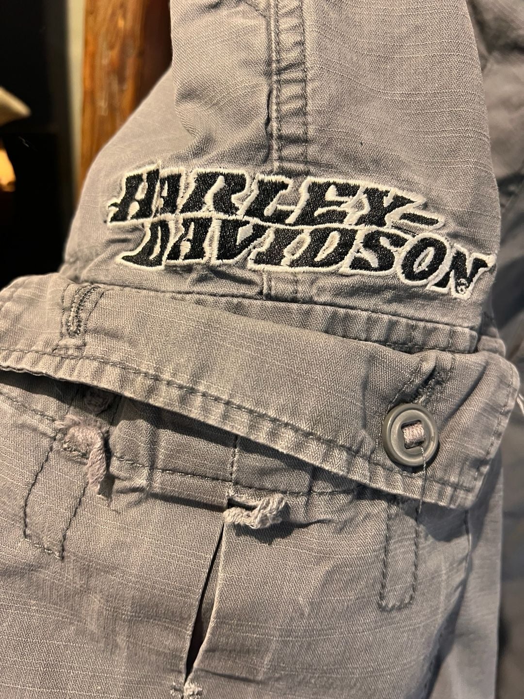 Harley Davidson Cargo Shorts Size 35 Gray Cotton 7