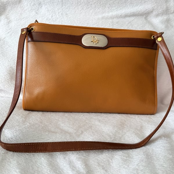 Christian Dior Vintage Leather Shoulder Bag Brown