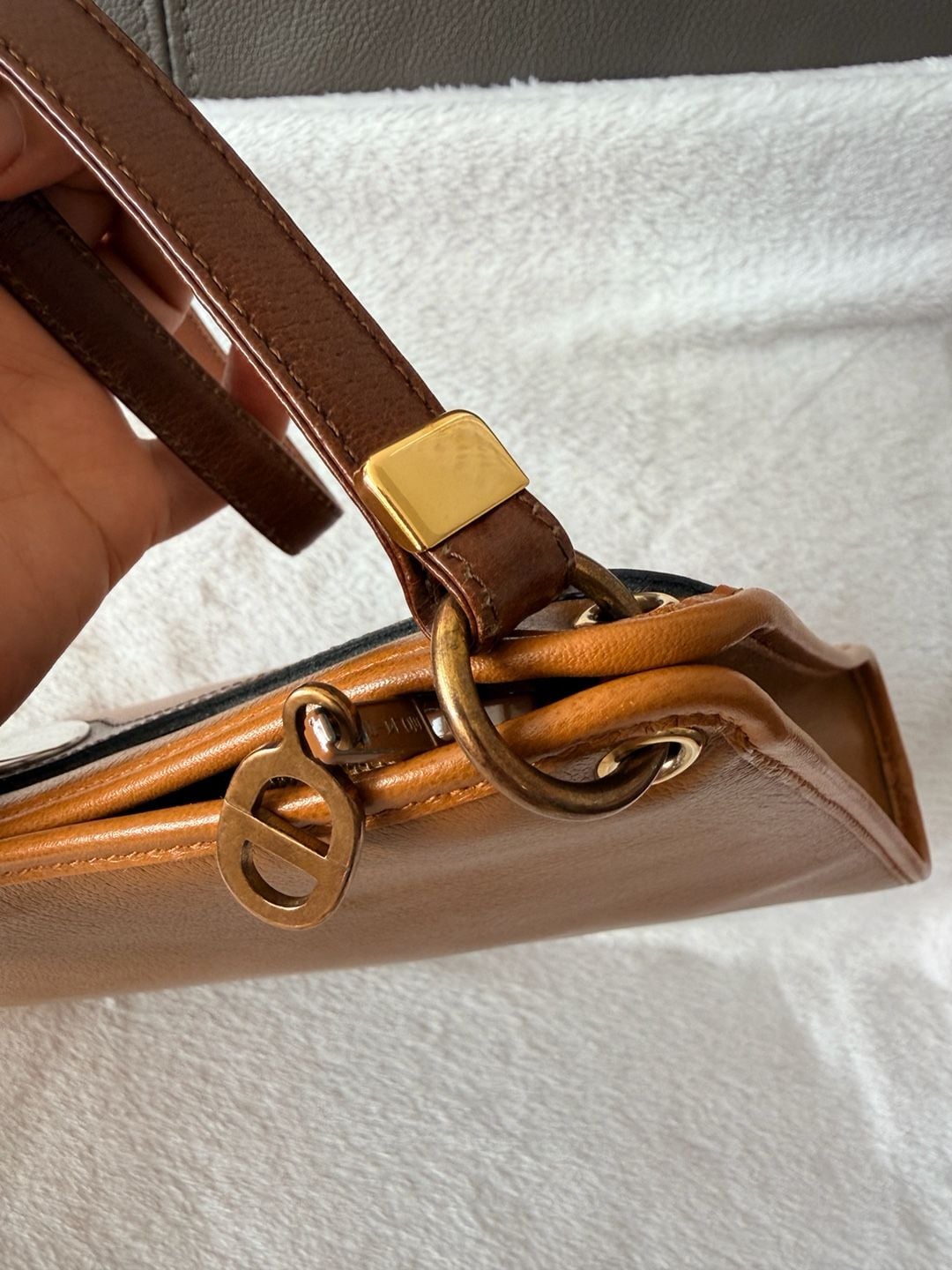 Christian Dior Vintage Leather Shoulder Bag Brown 8