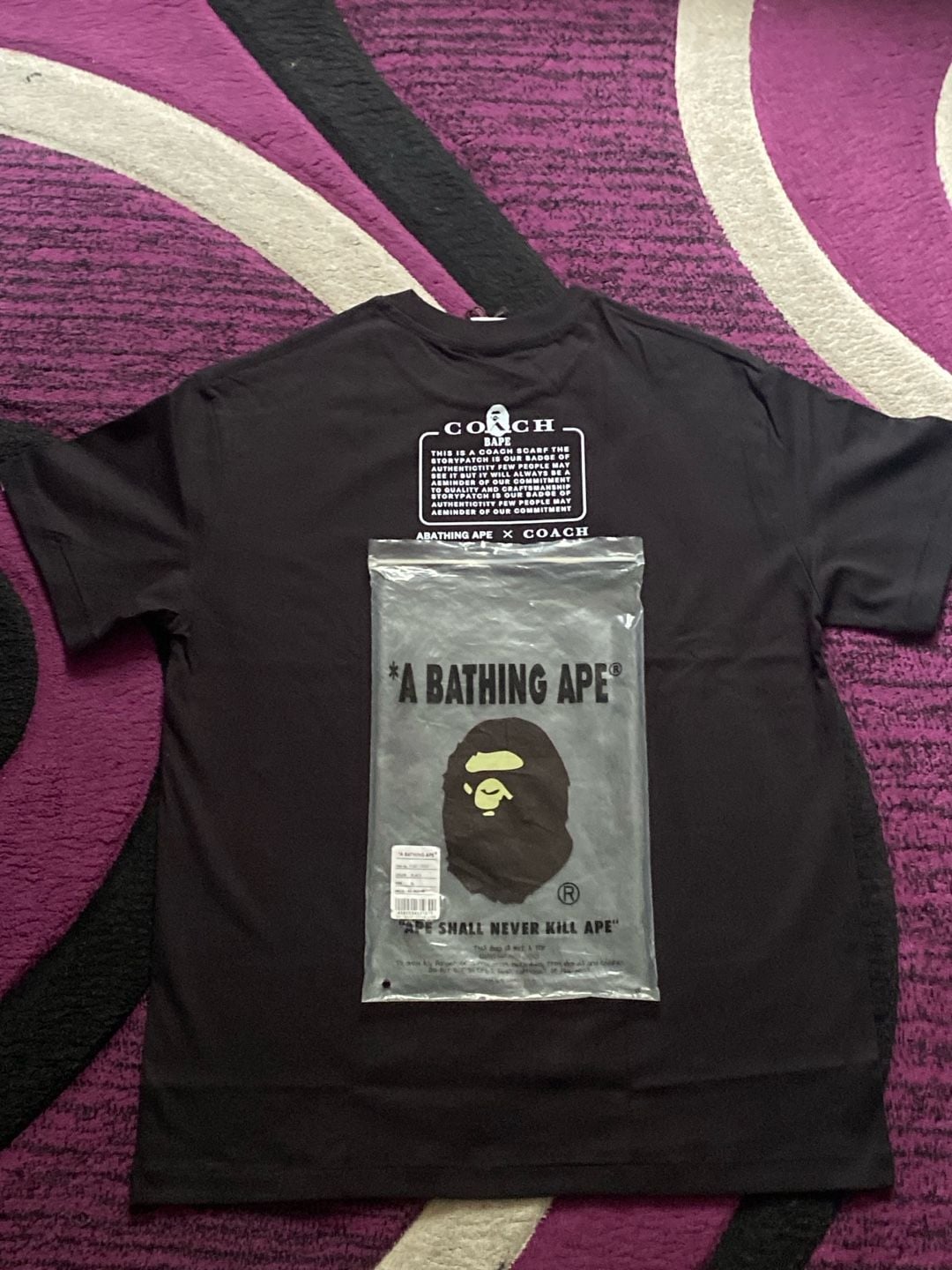 Bape x Coach College Logo T-Shirt Black 3